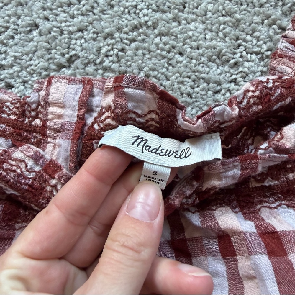 Madewell Seersucker Jeanette Plaid Top Size Small - Picture 5 of 8
